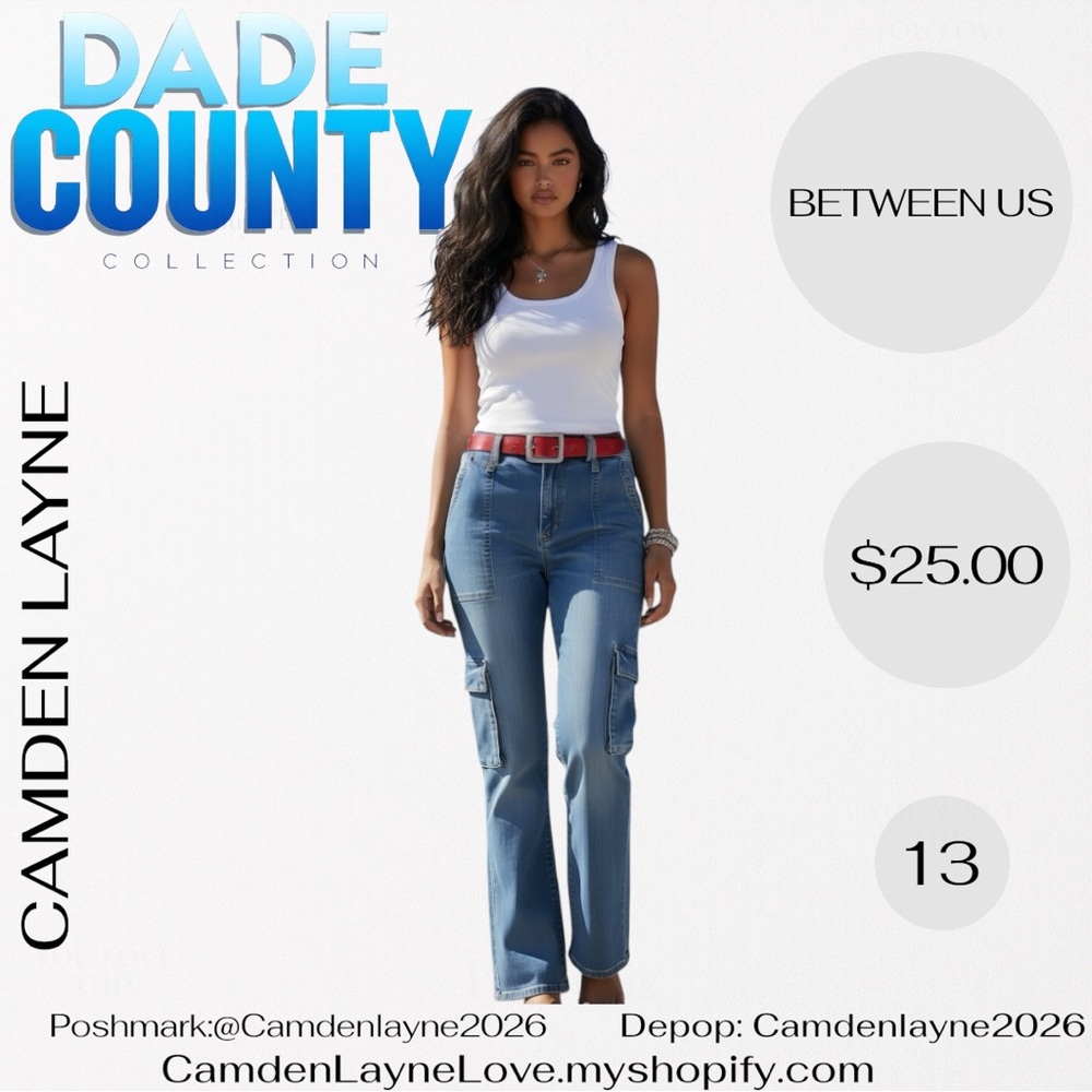 Stylish Blue Women's Cargo Demin Jeans - Picture 3 of 9